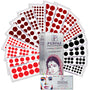 Premium Velvet Sticker Kumkum Bindi Box of 16 Flaps Multicolor, Different Size- Bindi for Women,Ladies (Size - 01-15mm, 02-13mm, 03-10mm, 05-6mm, Red, Black, Dark Maroon, Light Maroon)
