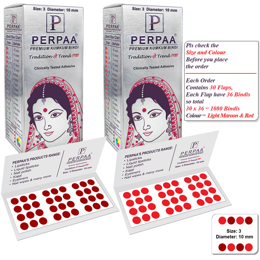 Premium Kumkum Bindi Light Maroon Red Round Velvet Sticker 15 Flaps In  Box (Pack of 2)