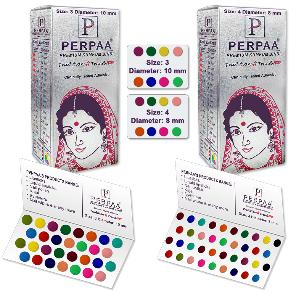 Premium Kumkum Bindi Multicolor Round Velvet Sticker 15 Flaps Each