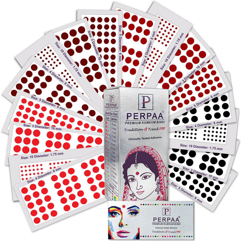 Velvet Kumkum Bindi Box-16 Flaps with Multi Sizes (1-12) Traditional Bindis for Women Girls