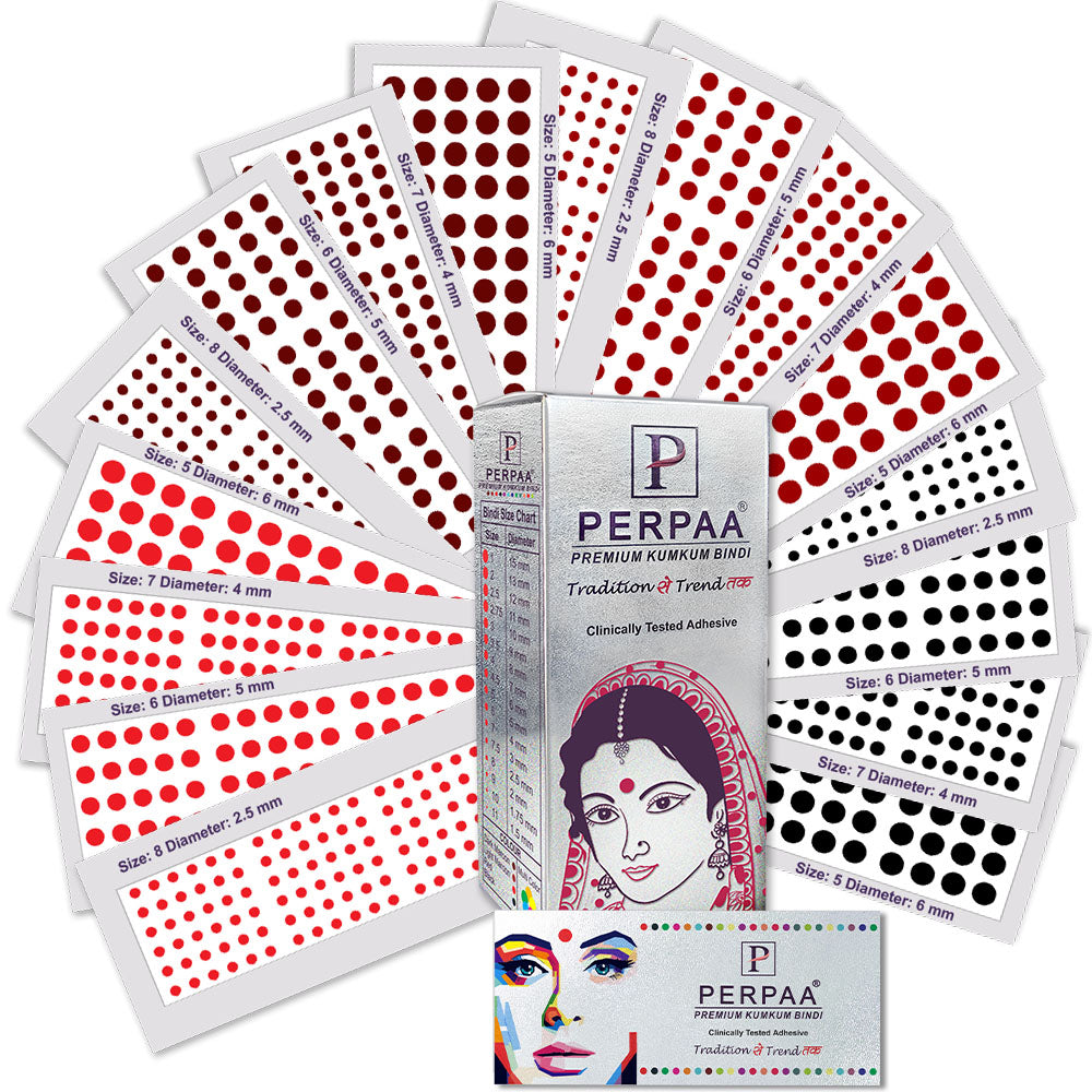 PERPAA Premium Red Velvet Kumkum Bindi-16 Flap Box with Sizes (1-12) for Women & Girls Perfect for Traditional & Ethnic Wear