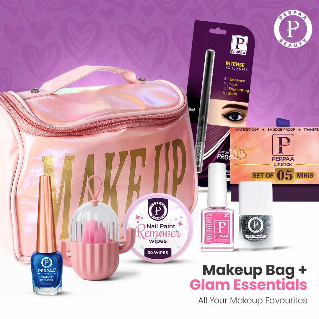 All-in-One Makeup Combo with Bag, Kajal, Nail Paints & Mini Lipsticks