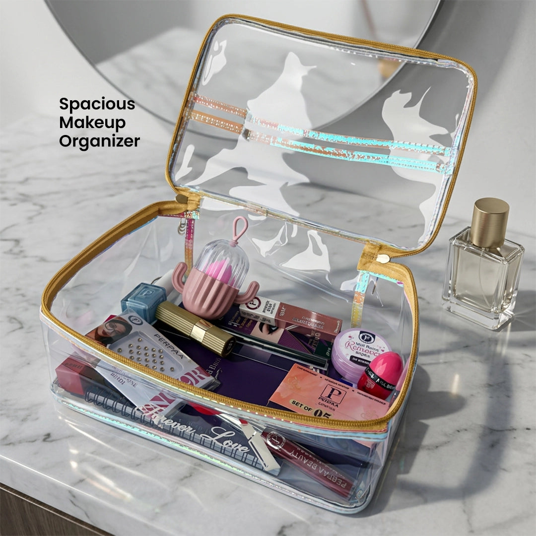 Transparent PVC Makeup Pouch with Handle