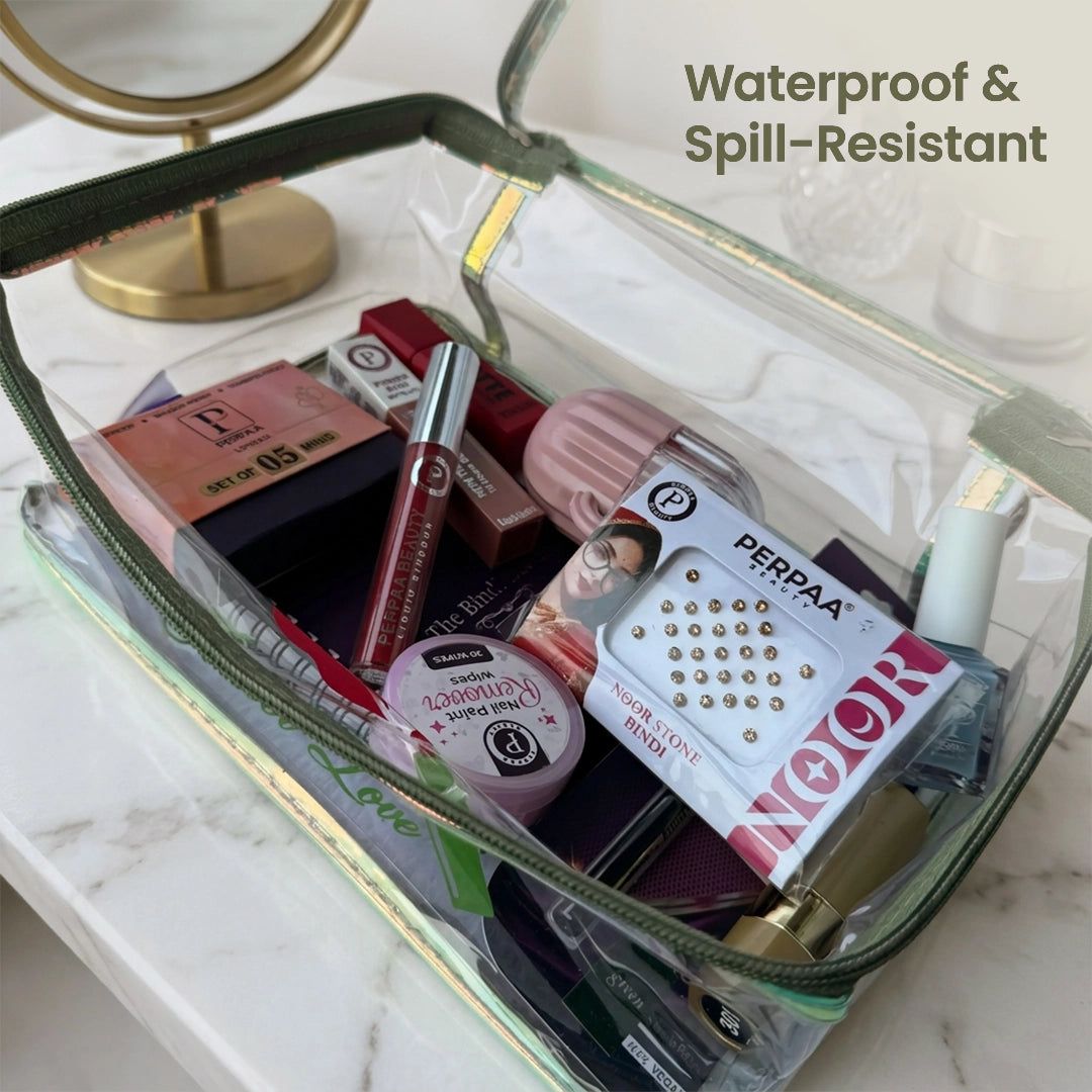Transparent PVC Makeup Pouch with Handle
