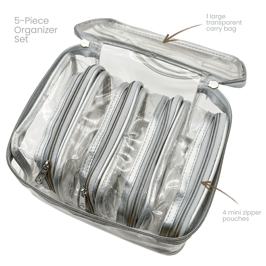 Transparent Makeup Organizer Bag (Set of 5)