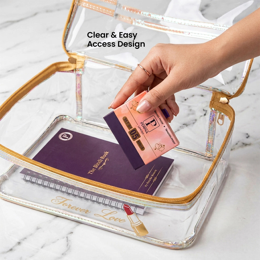 Transparent PVC Makeup Pouch with Handle