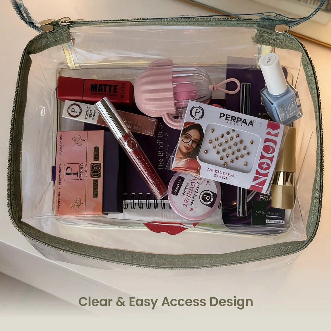 Transparent PVC Makeup Pouch with Handle