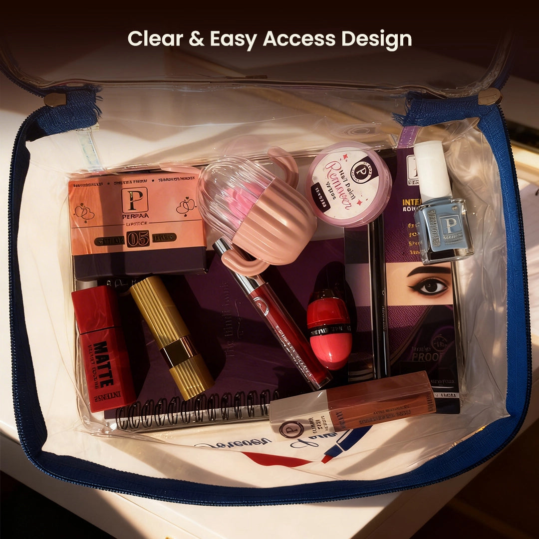 Transparent PVC Makeup Pouch with Handle