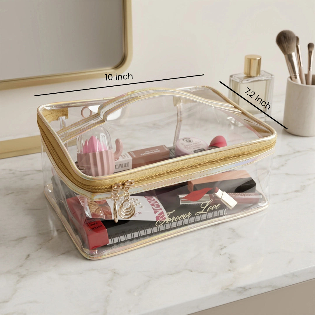 Transparent PVC Makeup Pouch with Handle