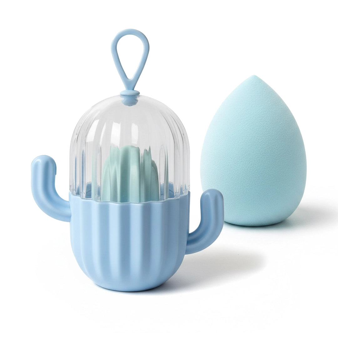 Makeup Blender with Cactus Storage Case