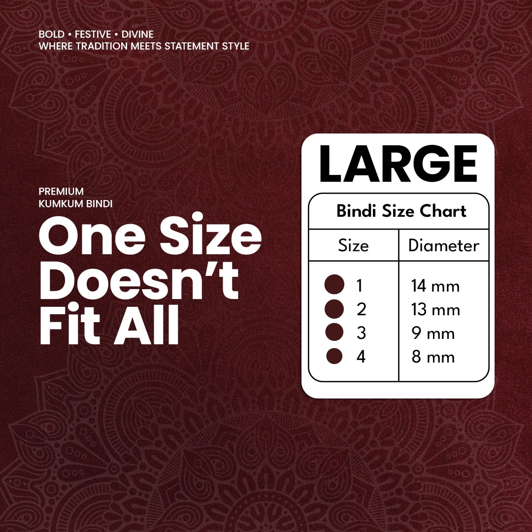 Premium Kumkum Bindi – Size 1, 14mm (Large) | 15 Flaps