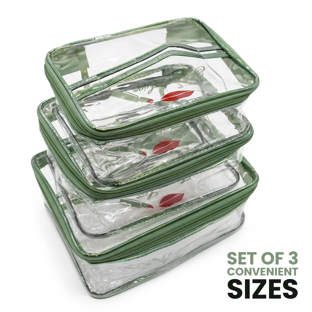 Transparent Waterproof Makeup Pouch Set of 3