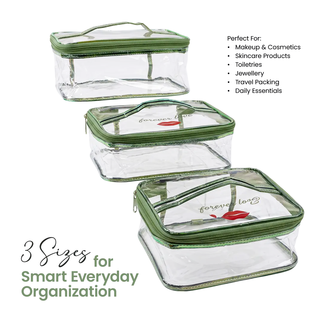 Transparent Waterproof Makeup Pouch Set of 3