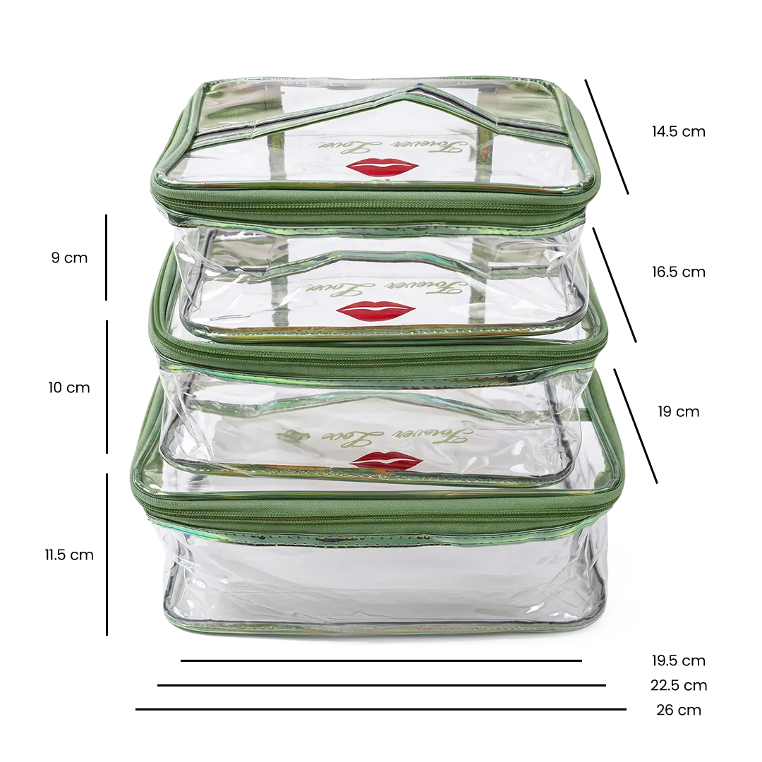 Transparent Waterproof Makeup Pouch Set of 3