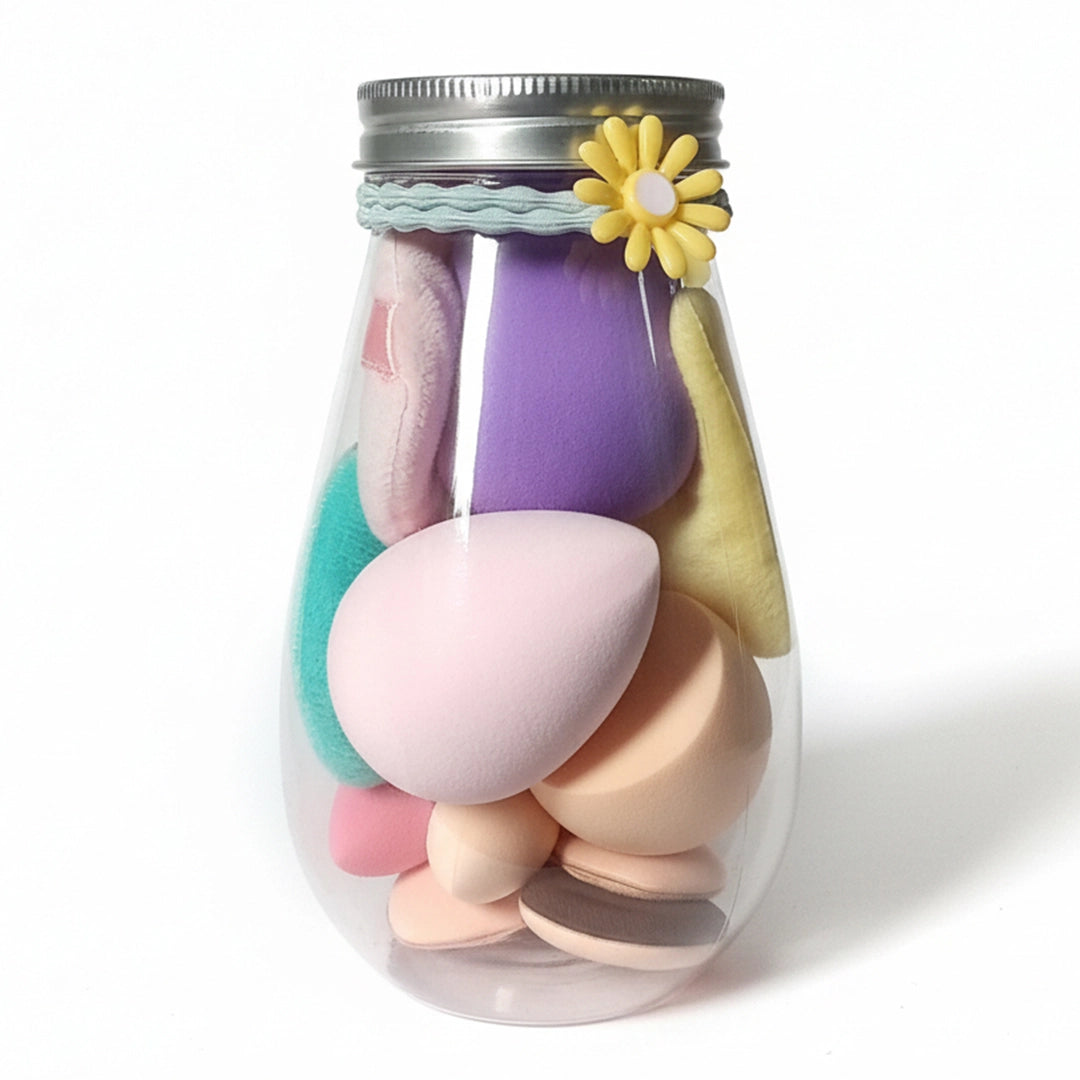 Makeup Blender Combo Jar | Pack of 12 Multi-Shape Beauty Sponges & Puffs