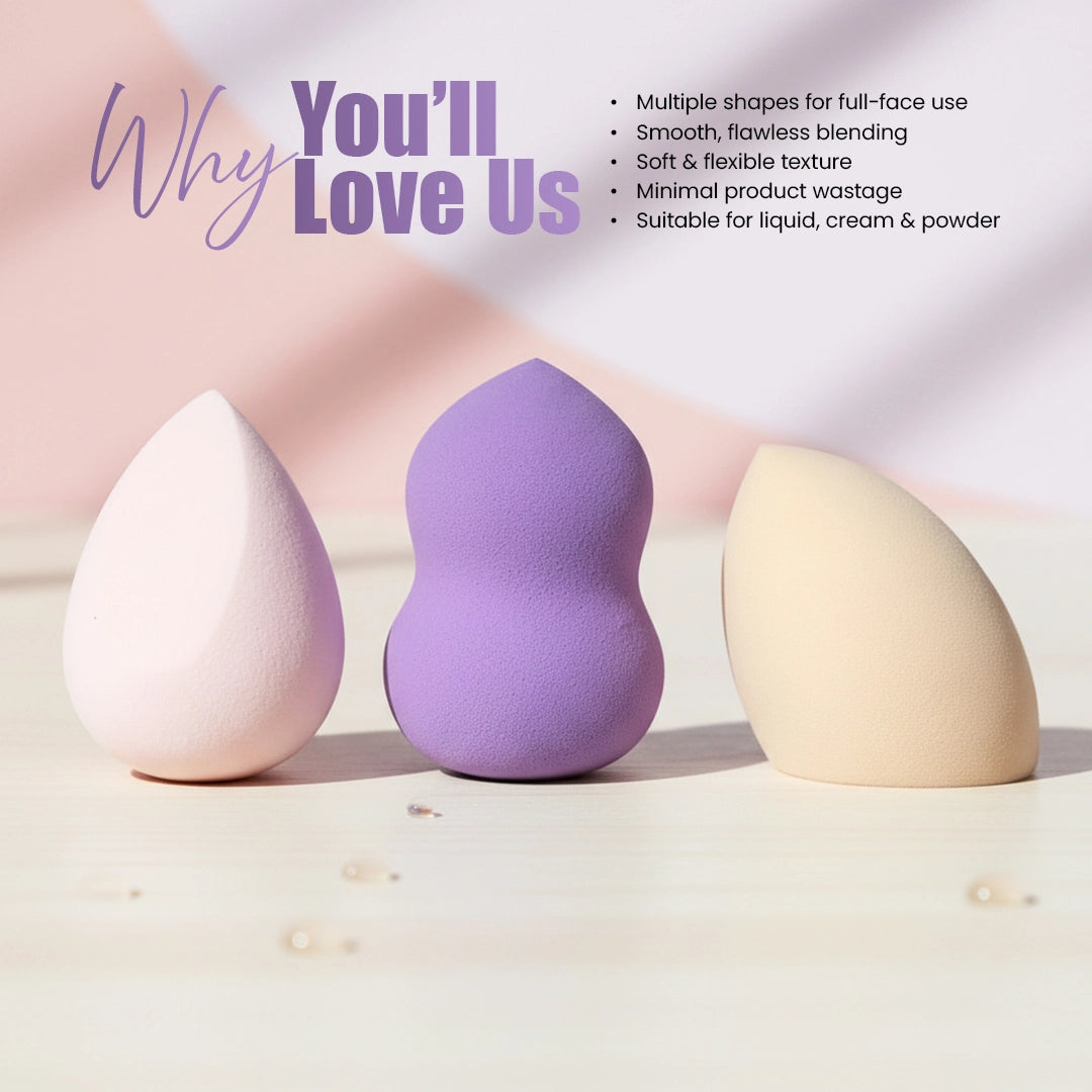 Makeup Blender Combo Jar | Pack of 12 Multi-Shape Beauty Sponges & Puffs