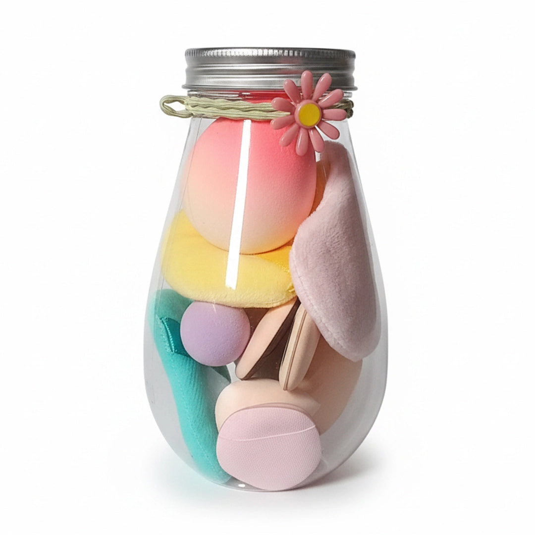 Makeup Blender Combo Jar | Pack of 12 Multi-Shape Beauty Sponges & Puffs