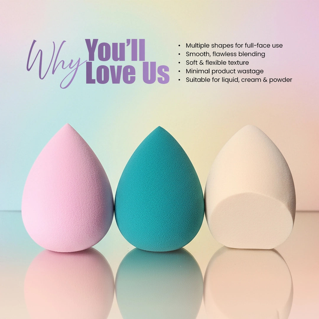 Makeup Blender Combo Jar | Pack of 12 Multi-Shape Beauty Sponges & Puffs