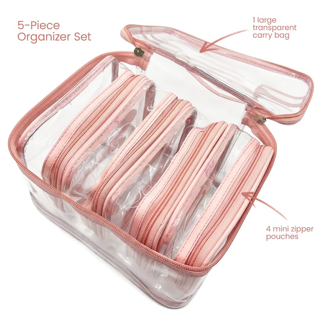 Transparent Makeup Organizer Bag (Set of 5)