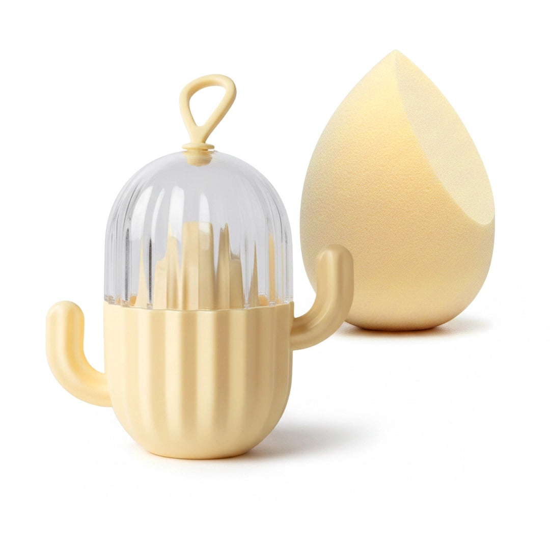 Makeup Blender with Cactus Storage Case