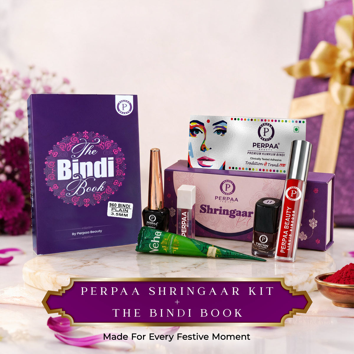 Shringaar Kit + Classic Multicolor Round(3.5mm) Bindi Book | Everyday Colourful Beauty Combo