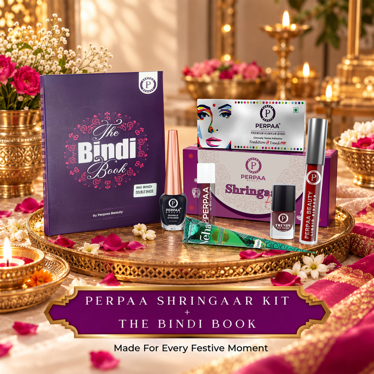 Shringaar Kit + Double Shade Bindi Book | Dual Tone Beauty Combo