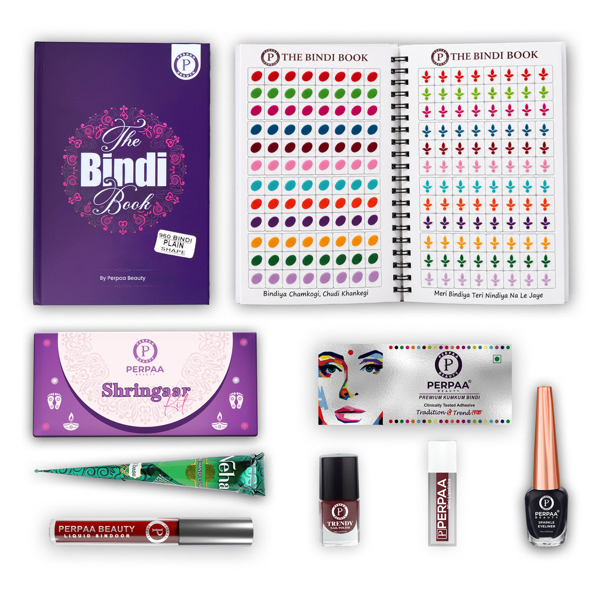 Shringaar Kit + Classic Shapes Bindi Book | Designer Traditional Beauty Combo