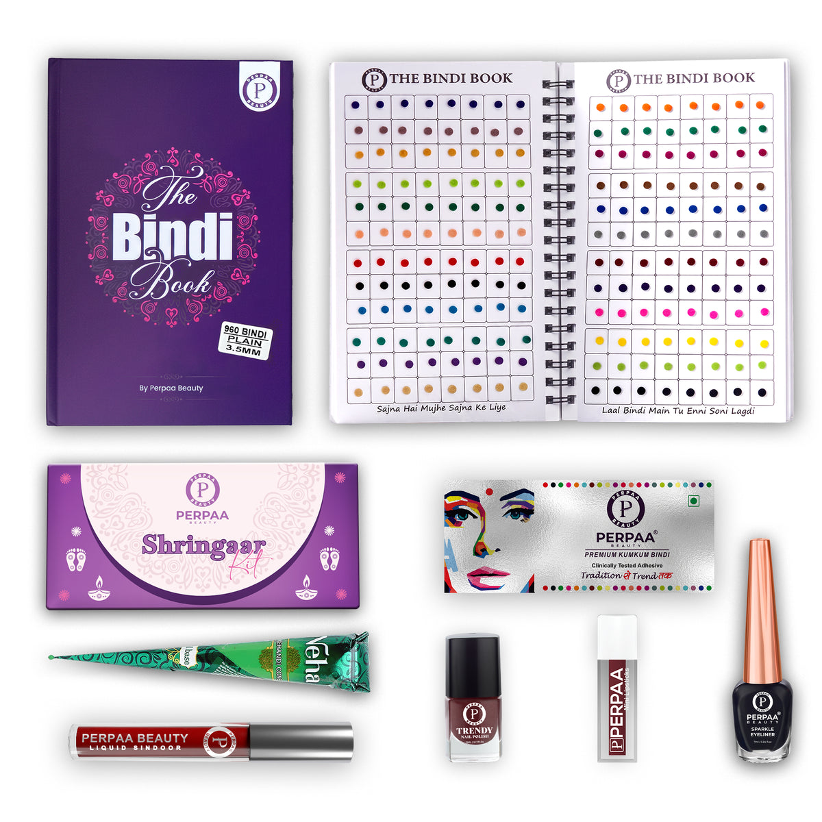 Shringaar Kit + Classic Multicolor Round(3.5mm) Bindi Book | Everyday Colourful Beauty Combo