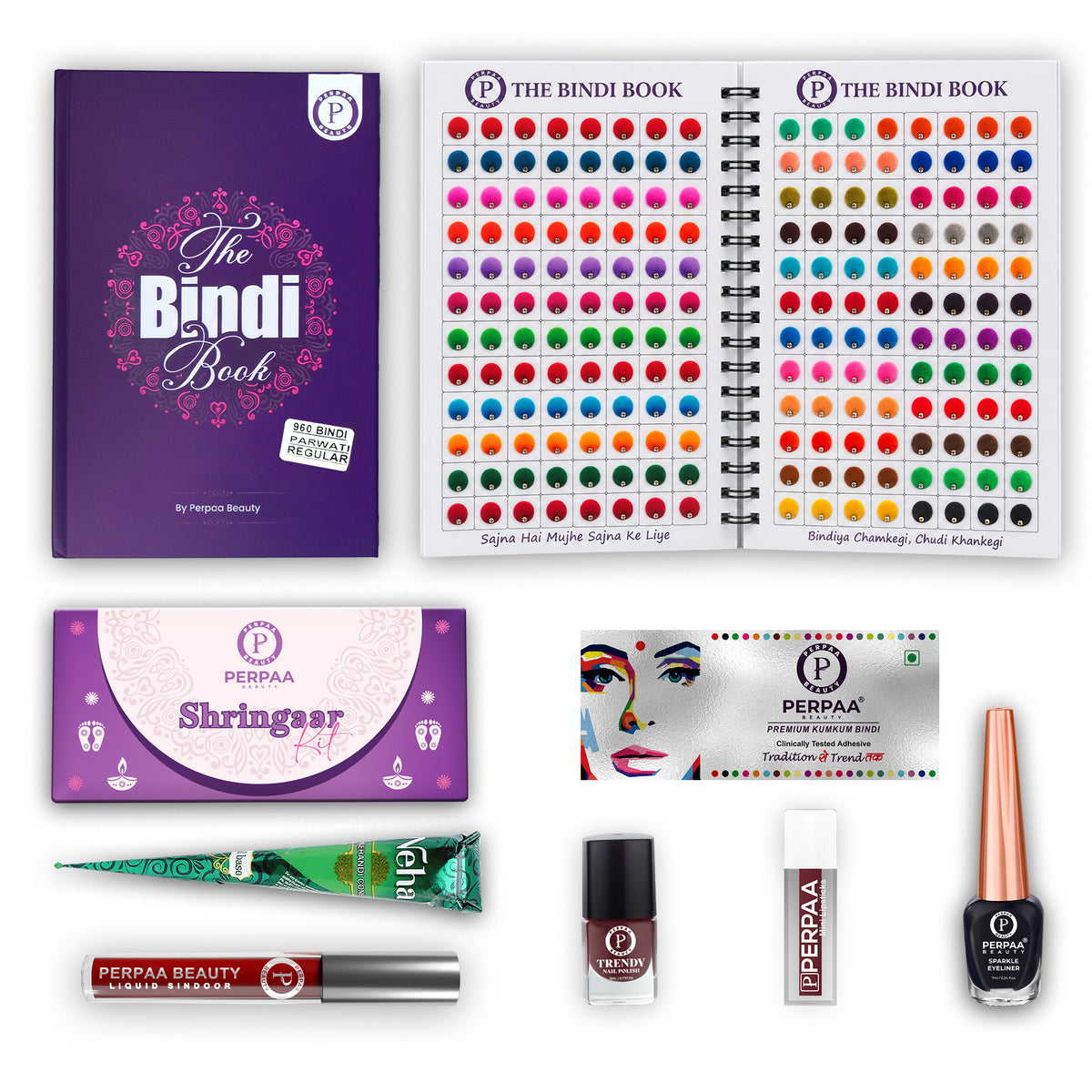 Shringaar Kit + Parvati Classic Stone Bindi Book | Bridal Beauty Combo