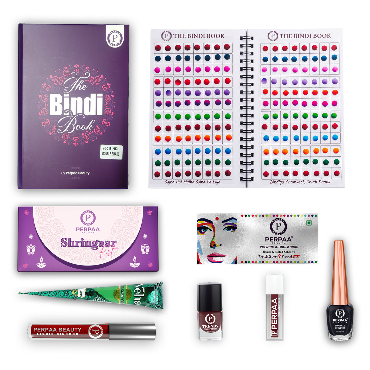 Shringaar Kit + Double Shade Bindi Book | Dual Tone Beauty Combo