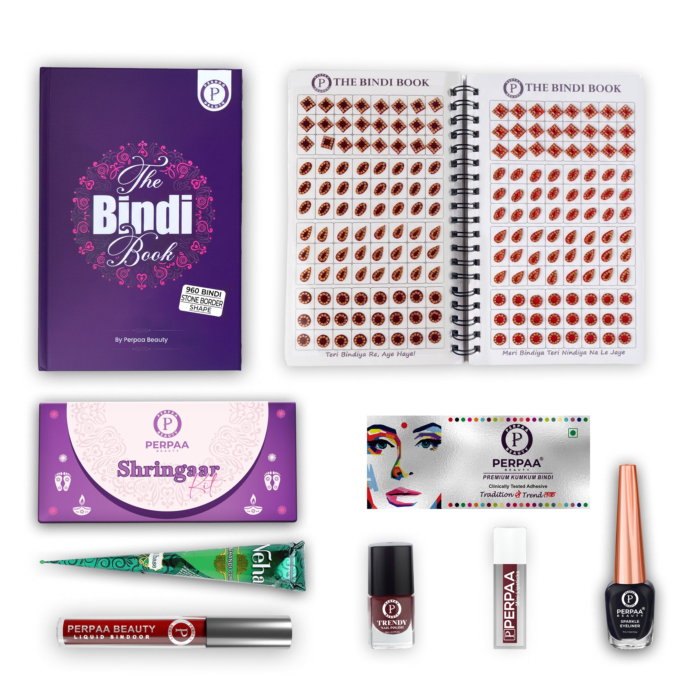 Shringaar Kit + Signature Stone Shapes Bindi Book | Premium Designer Combo