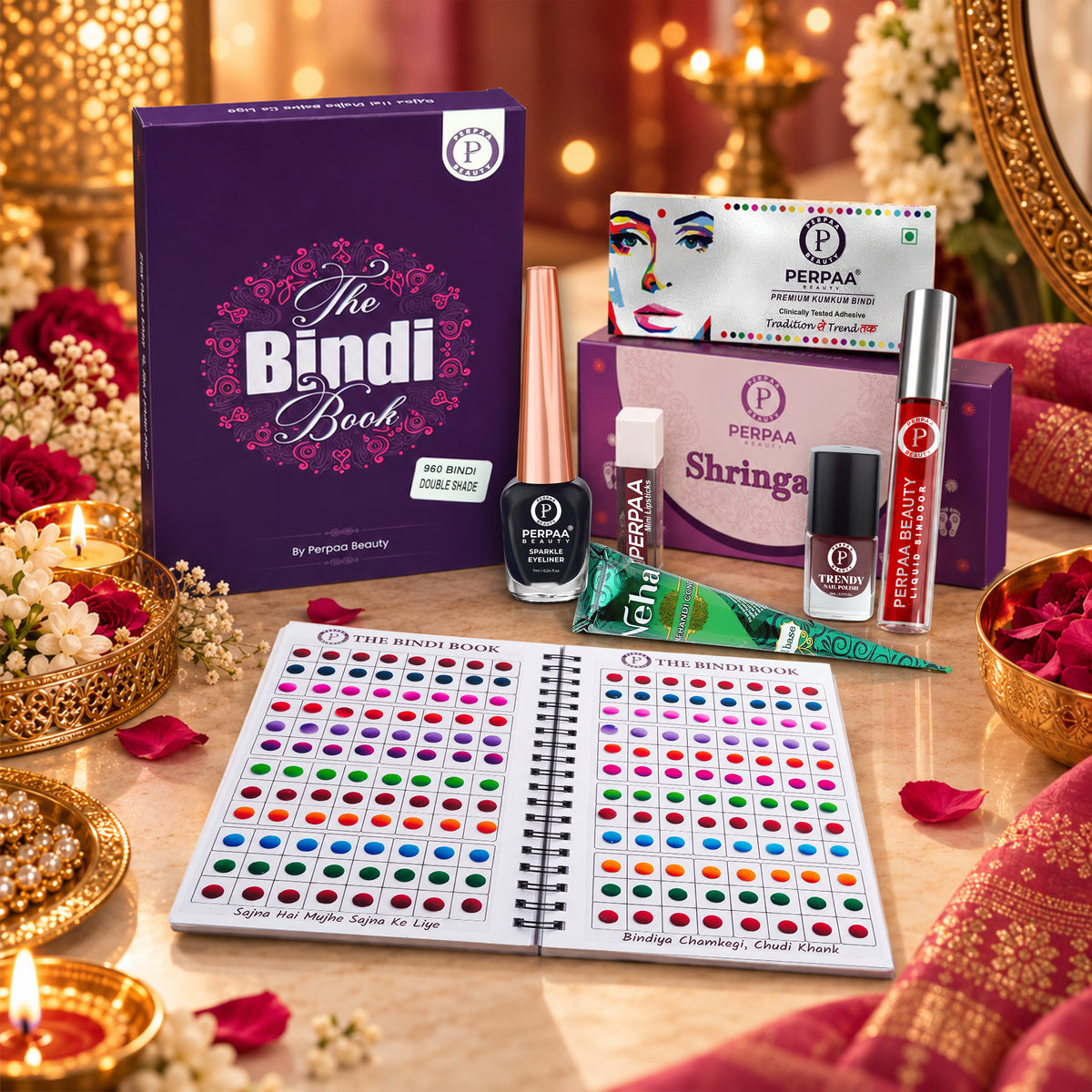 Shringaar Kit + Double Shade Bindi Book | Dual Tone Beauty Combo
