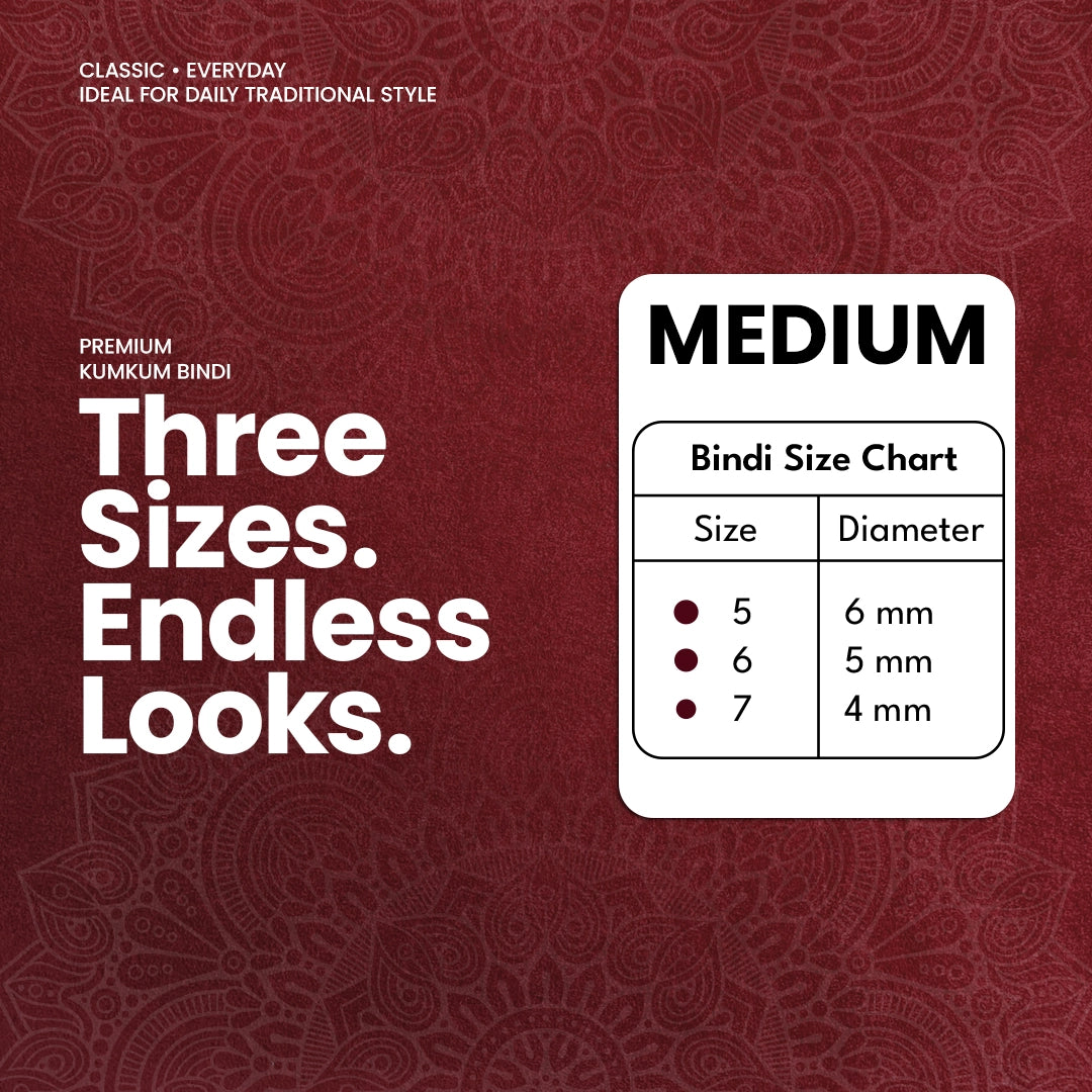 Velvet Round Bindi– Size 7, 4mm (Medium) | 15 Flaps