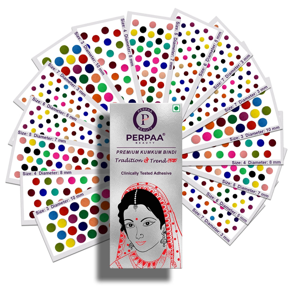 Premium Kumkum Bindi – 16 Flaps with Multi-Sizes ( Sizes 3-7 )