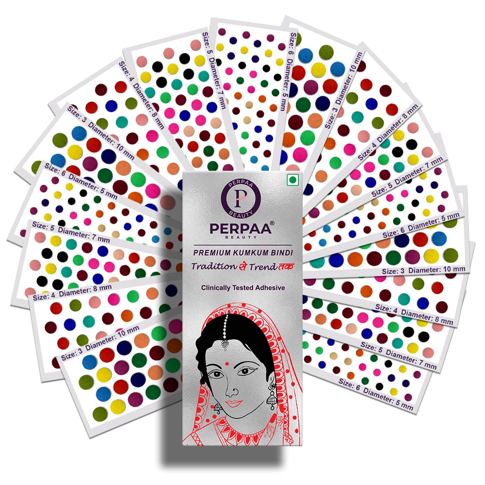 Premium Kumkum Bindi – 16 Flaps with Multi-Sizes ( Sizes 3-7 )