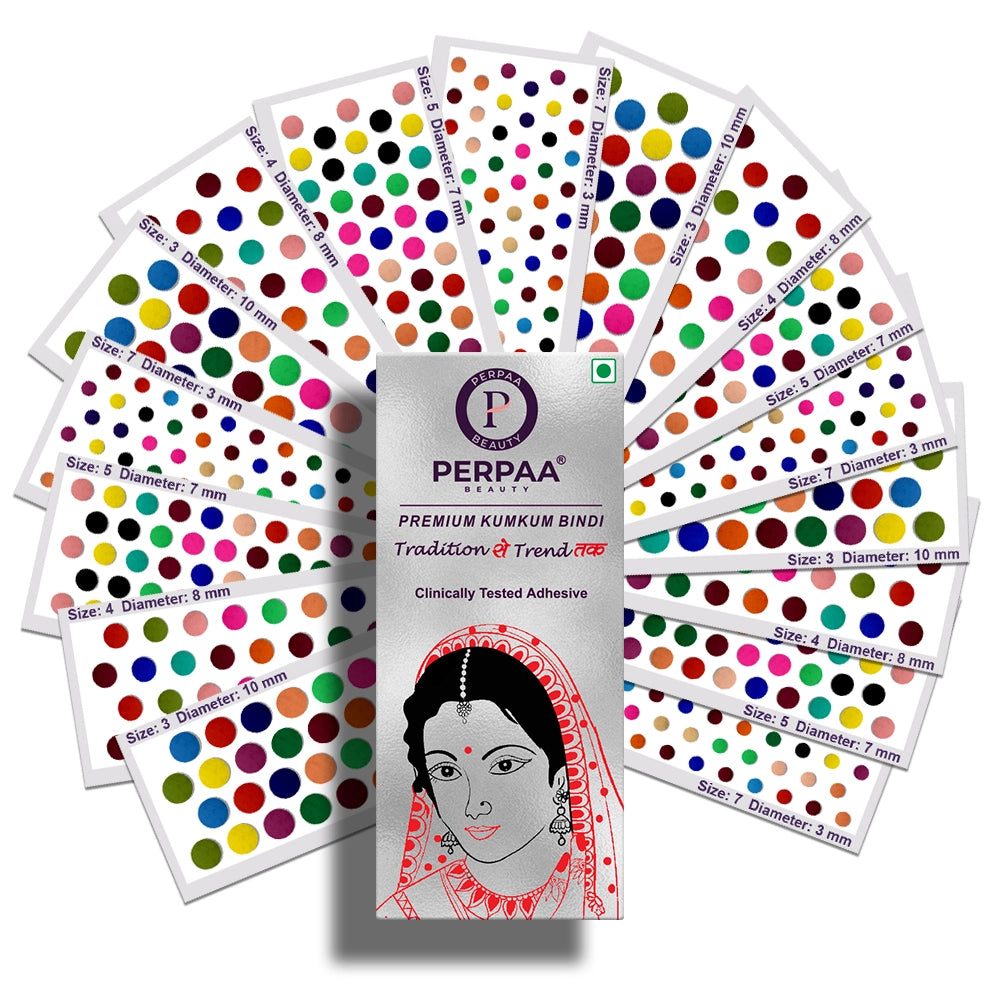 Premium Kumkum Bindi – 16 Flaps with Multi-Sizes ( Sizes 3-7 )