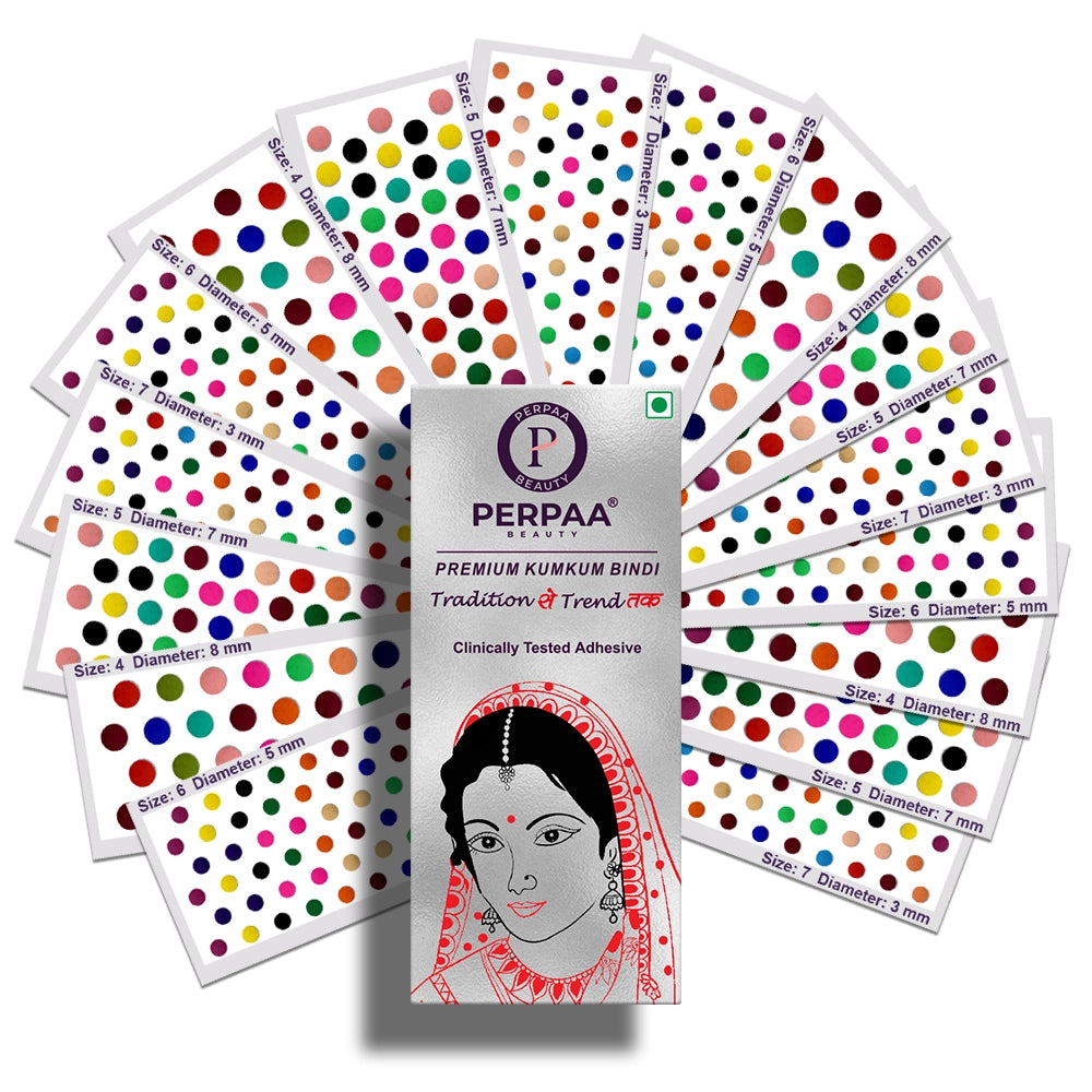 Premium Kumkum Bindi – 16 Flaps with Multi-Sizes ( Sizes 3-7 )