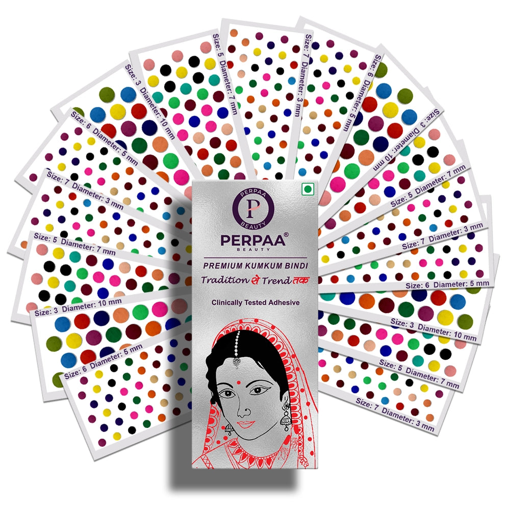 Premium Kumkum Bindi – 16 Flaps with Multi-Sizes ( Sizes 3-7 )