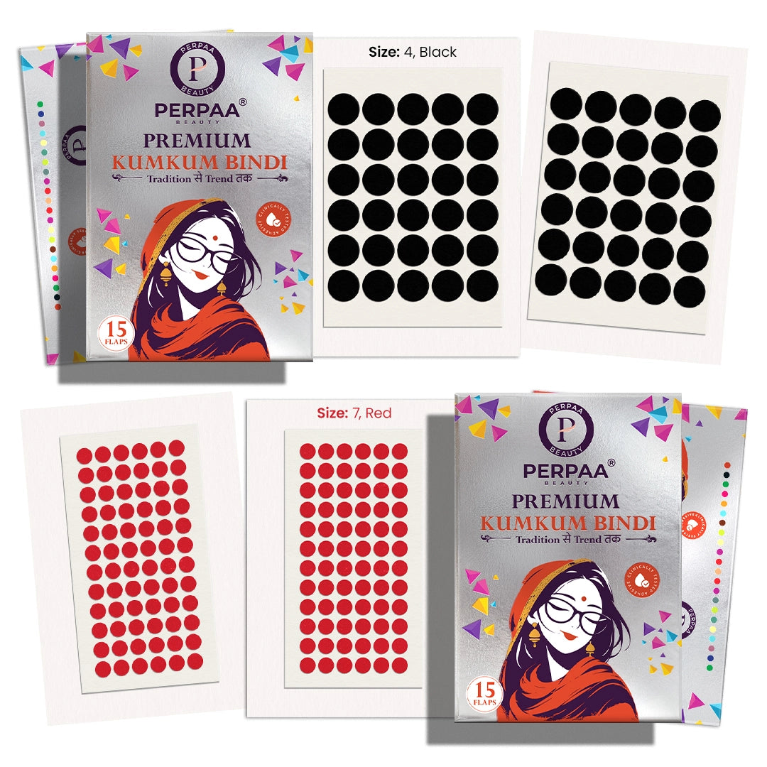 Velvet Round Bindi– Pack of 2, Size: 4, 7 | 15 Flaps Each