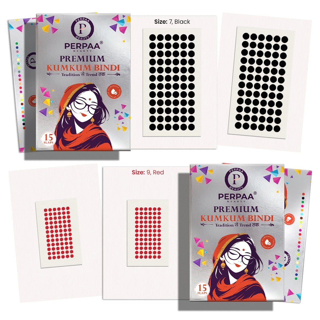 Velvet Round Bindi– Pack of 2, Size: 7, 9 | 15 Flaps Each