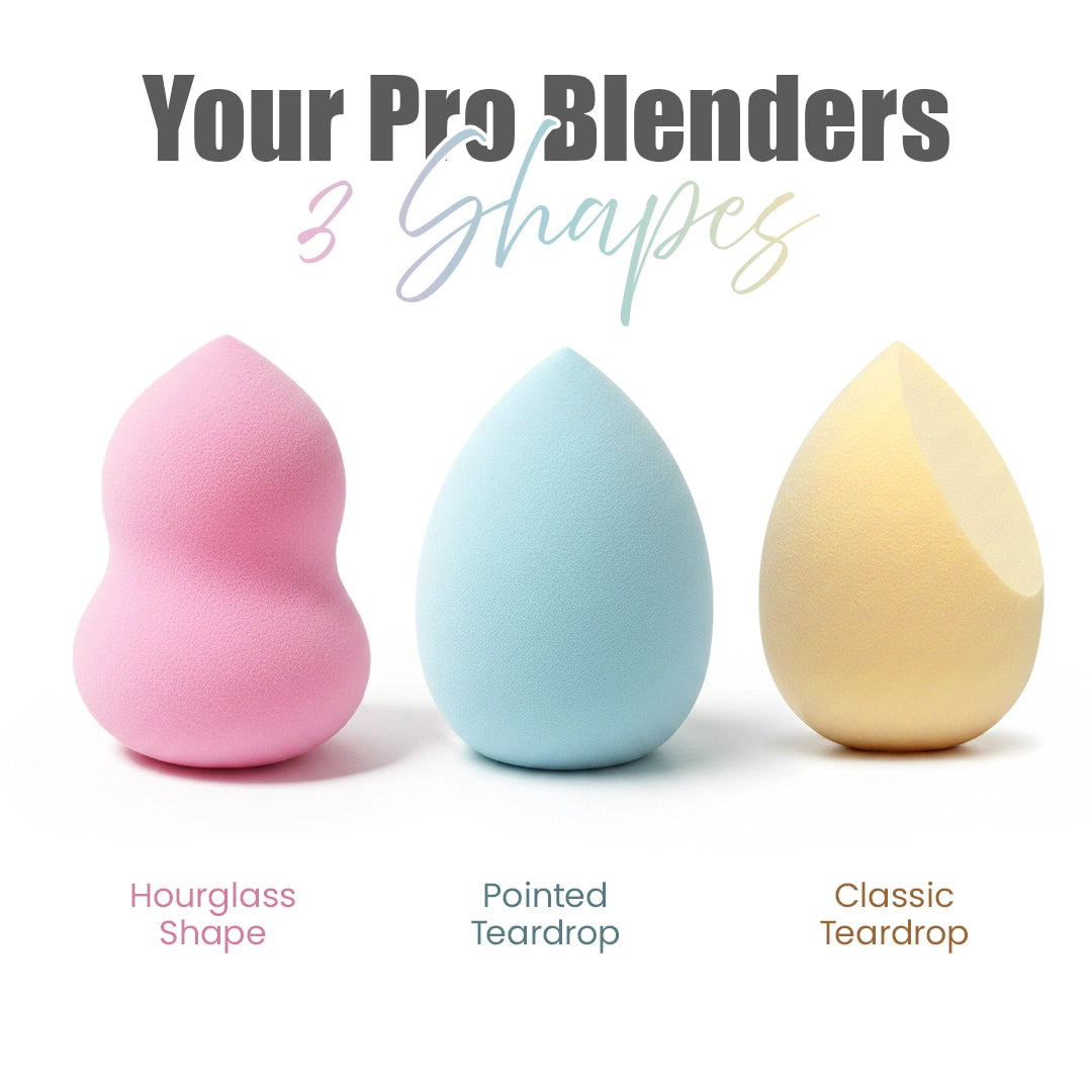 Makeup Blender Set with Cactus Storage Case- Pack of 3