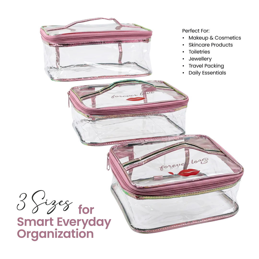 Transparent Waterproof Makeup Pouch Set of 3