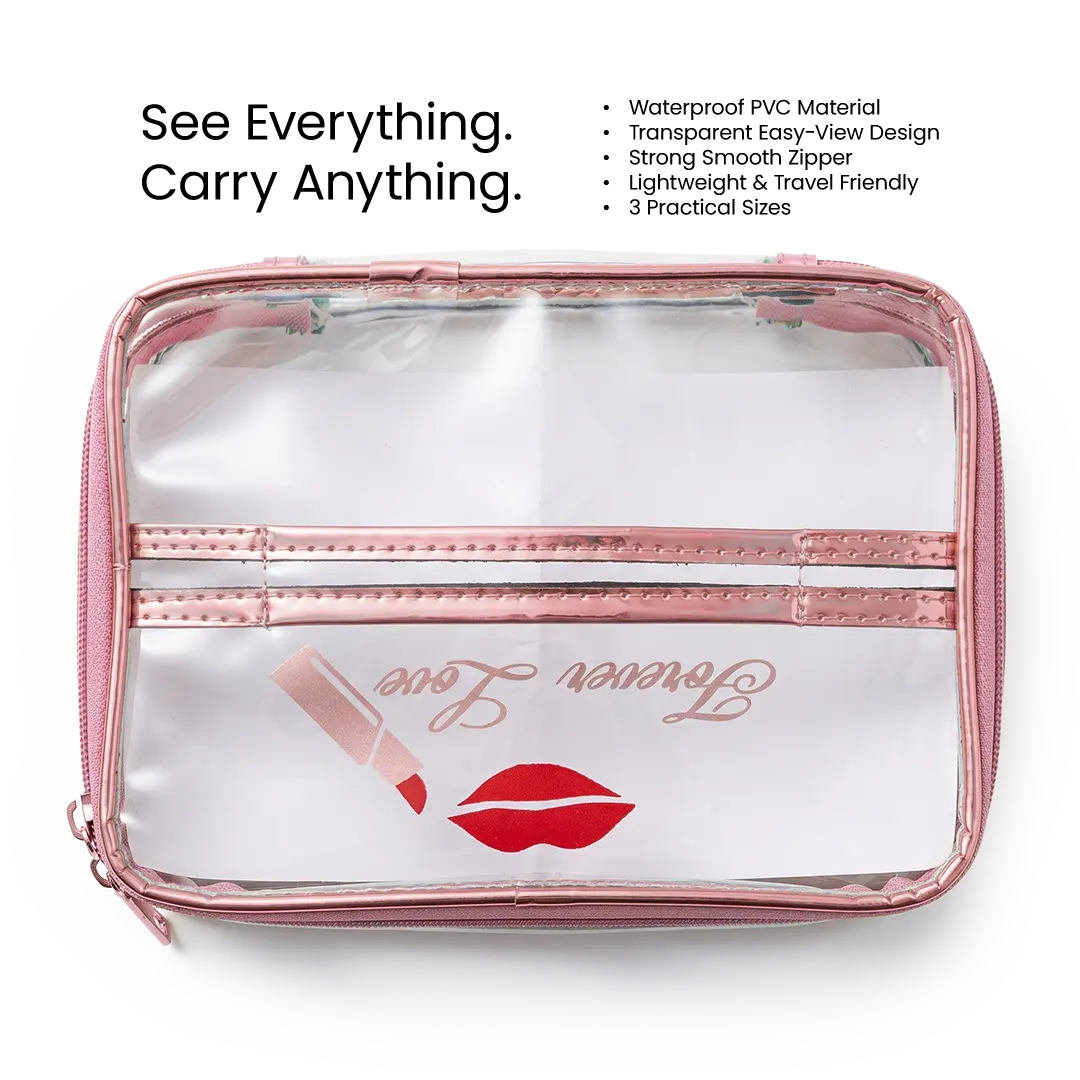 Transparent Waterproof Makeup Pouch Set of 3