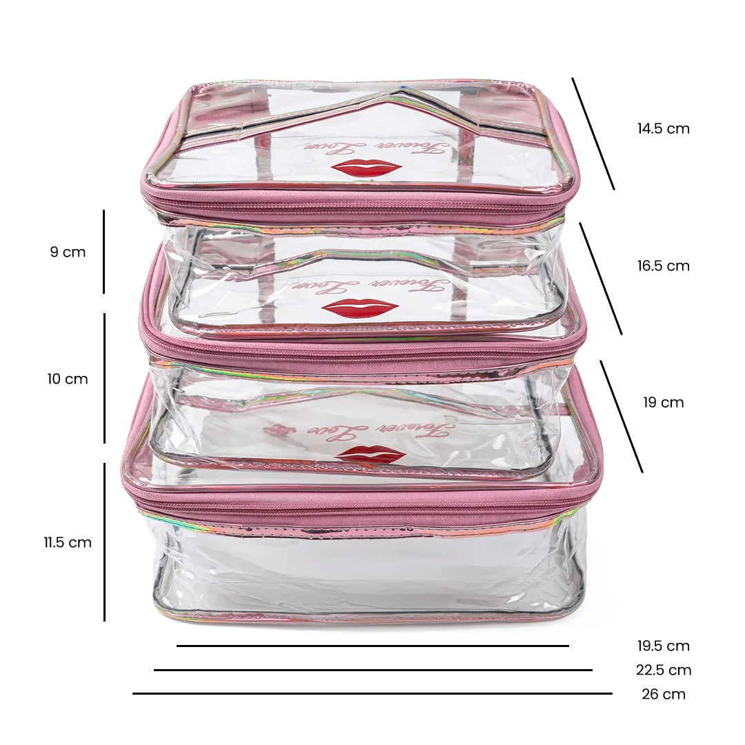 Transparent Waterproof Makeup Pouch Set of 3