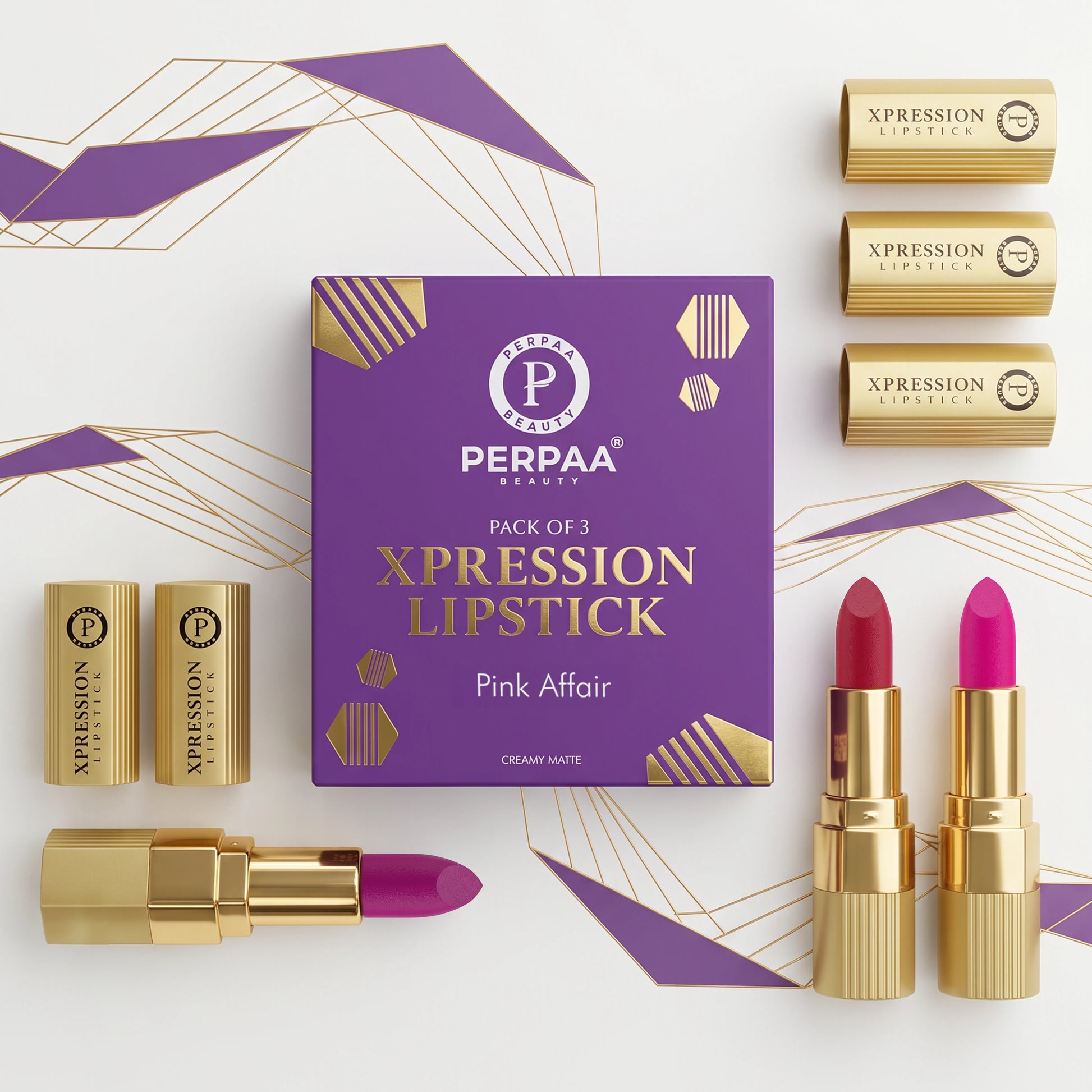 Xpression Creamy Matte Lipstick Set | Pack of 3 (Pink Affair)