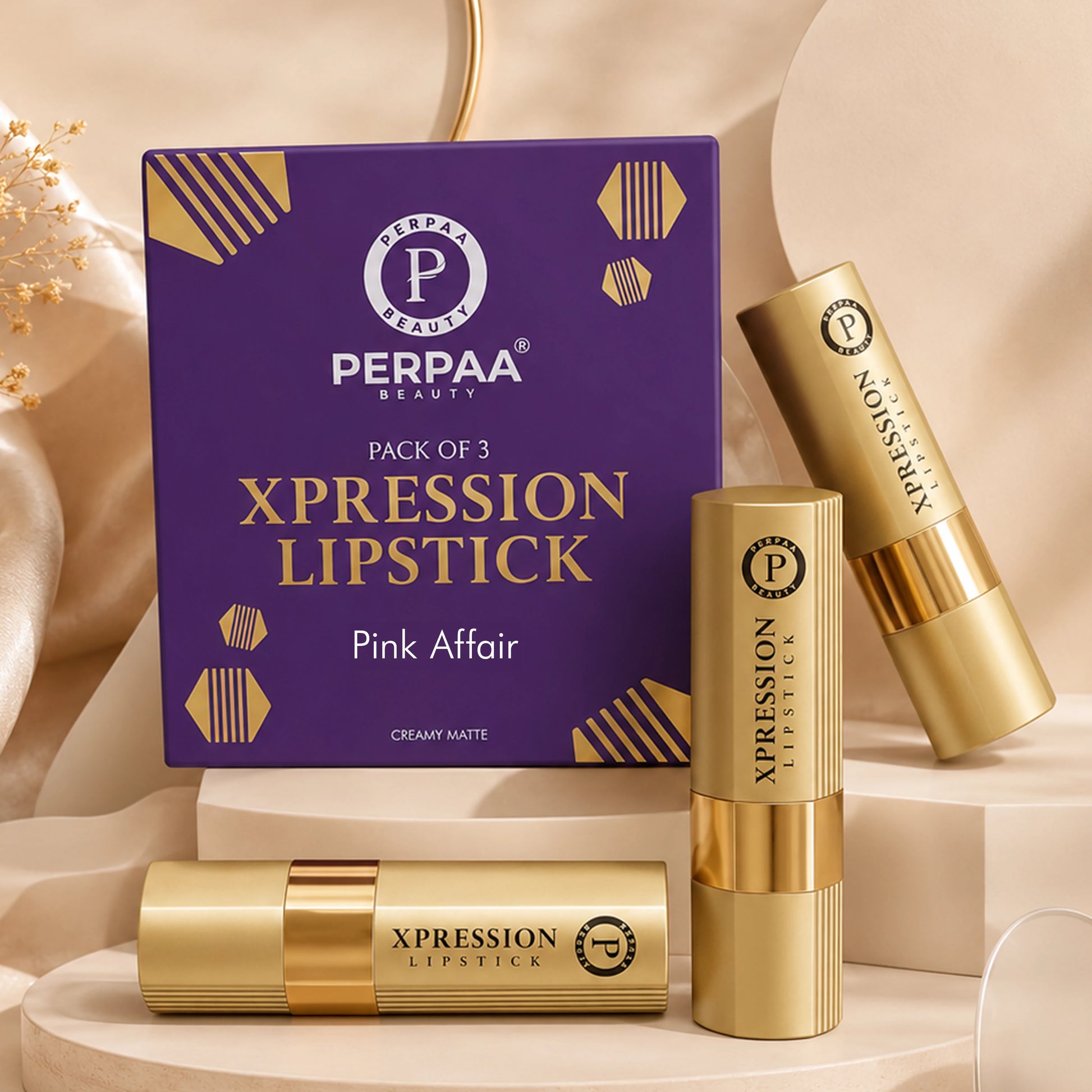 Xpression Creamy Matte Lipstick Set | Pack of 3 (Pink Affair)