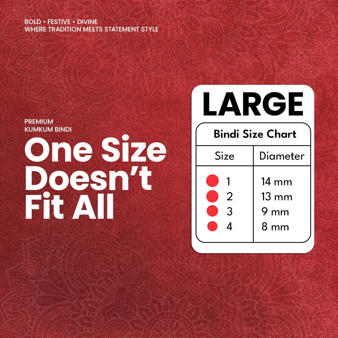 Premium Kumkum Bindi – Size 1, 14mm (Large) | 15 Flaps