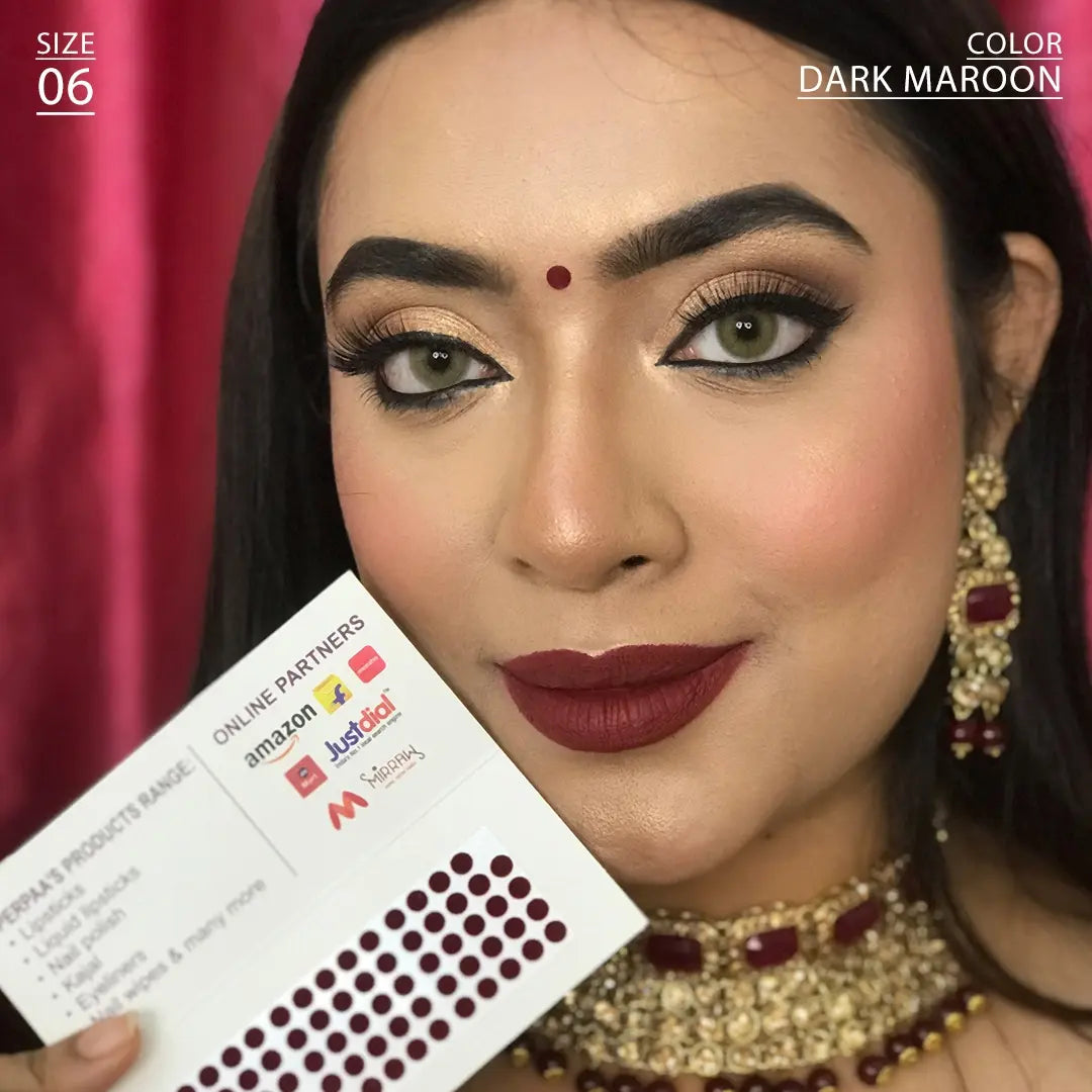 Dark Maroon Round Velvet bindi 