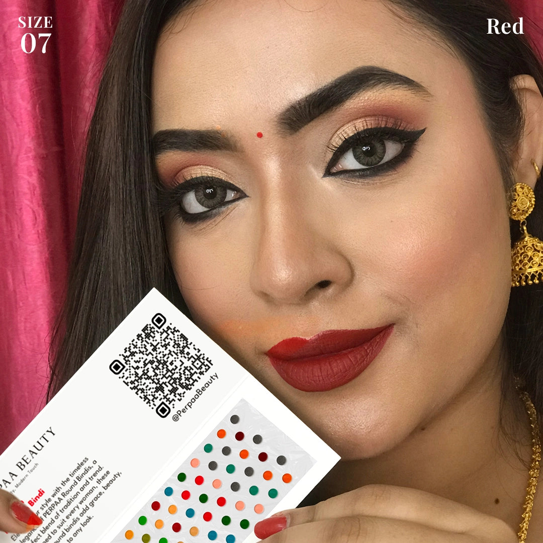 Bindi & Sindoor Combo Pack – 15 Flaps Bindi (Size 7, Multicolour) + Liquid Sindoor