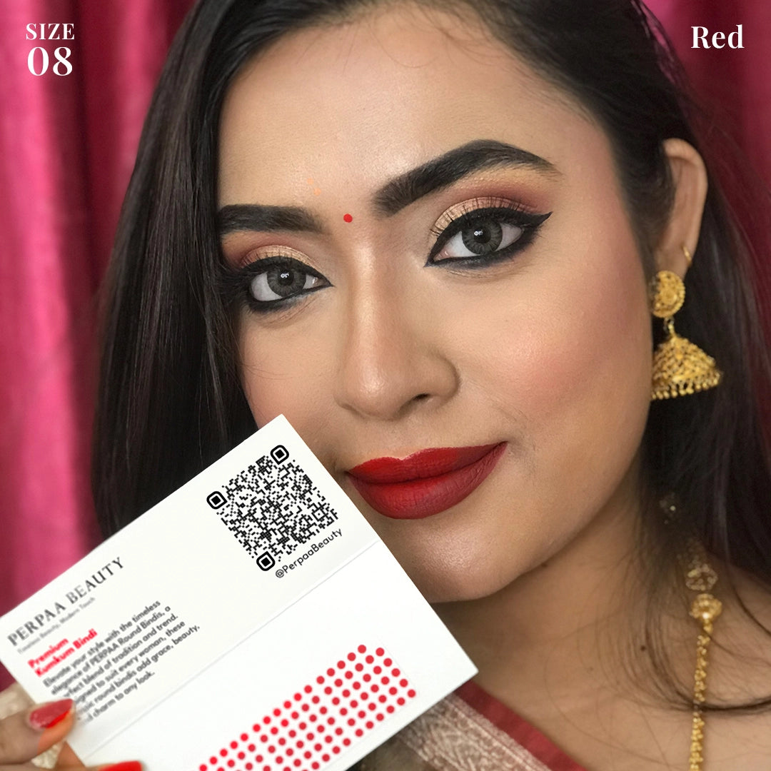 Bindi & Sindoor Combo Pack – 15 Flaps Bindi (Size 8, Red) + Liquid Sindoor